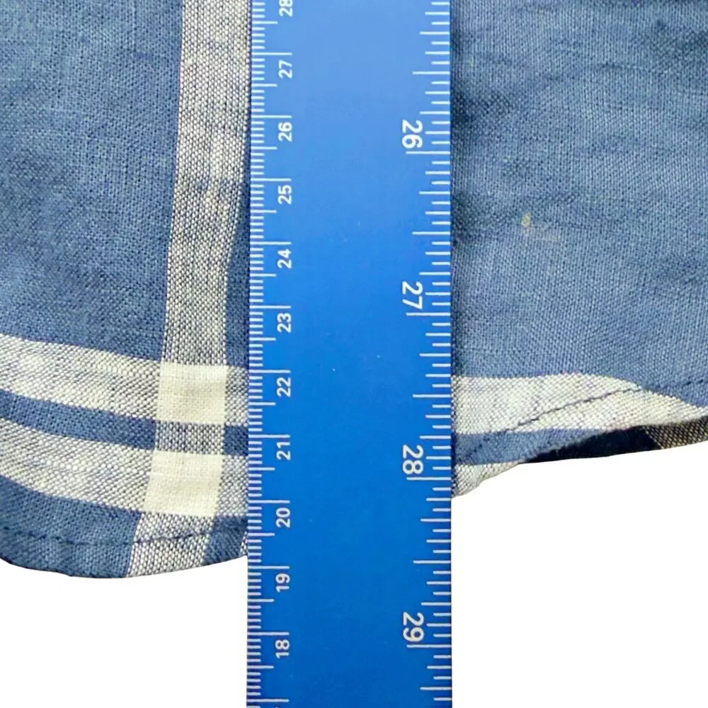 UNTUCKit Men's Large Linen Blue White Plaid L/S Shirt Wrinkle Resistant - Picture 7 of 7